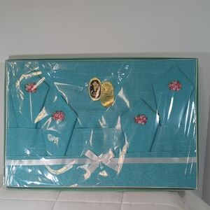 Vintage Tablecloth And Napkin Set Lady Christina Bridge Set Turquoise
